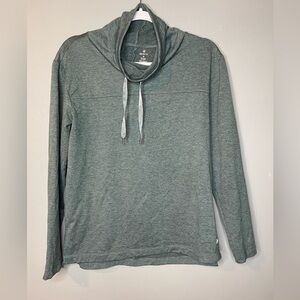 APANA Men’s Grey Cowl Neck Drawstring Athletic Long Sleeve Pullover Sweater Med